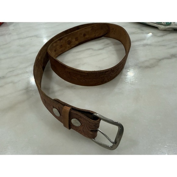 Vintage Belt Tooled Leather Fish Western Belt "BOB" 36 USA - Picture 3 of 11
